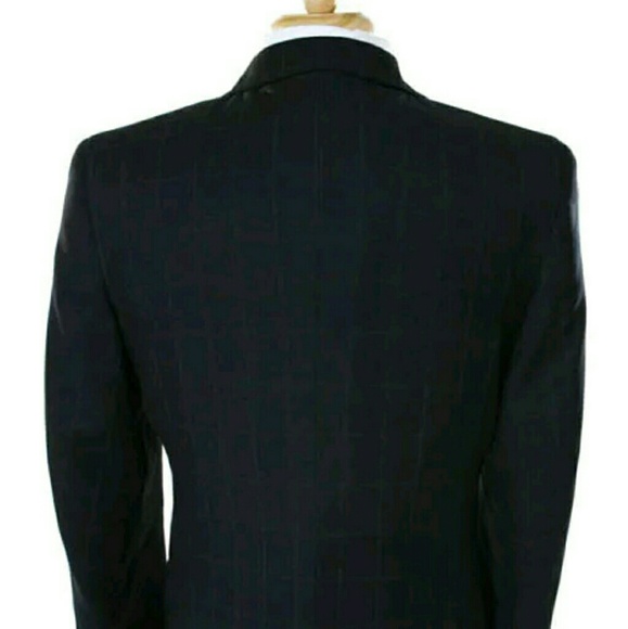 Evan picone checkered 40 blue blazer suit jacket